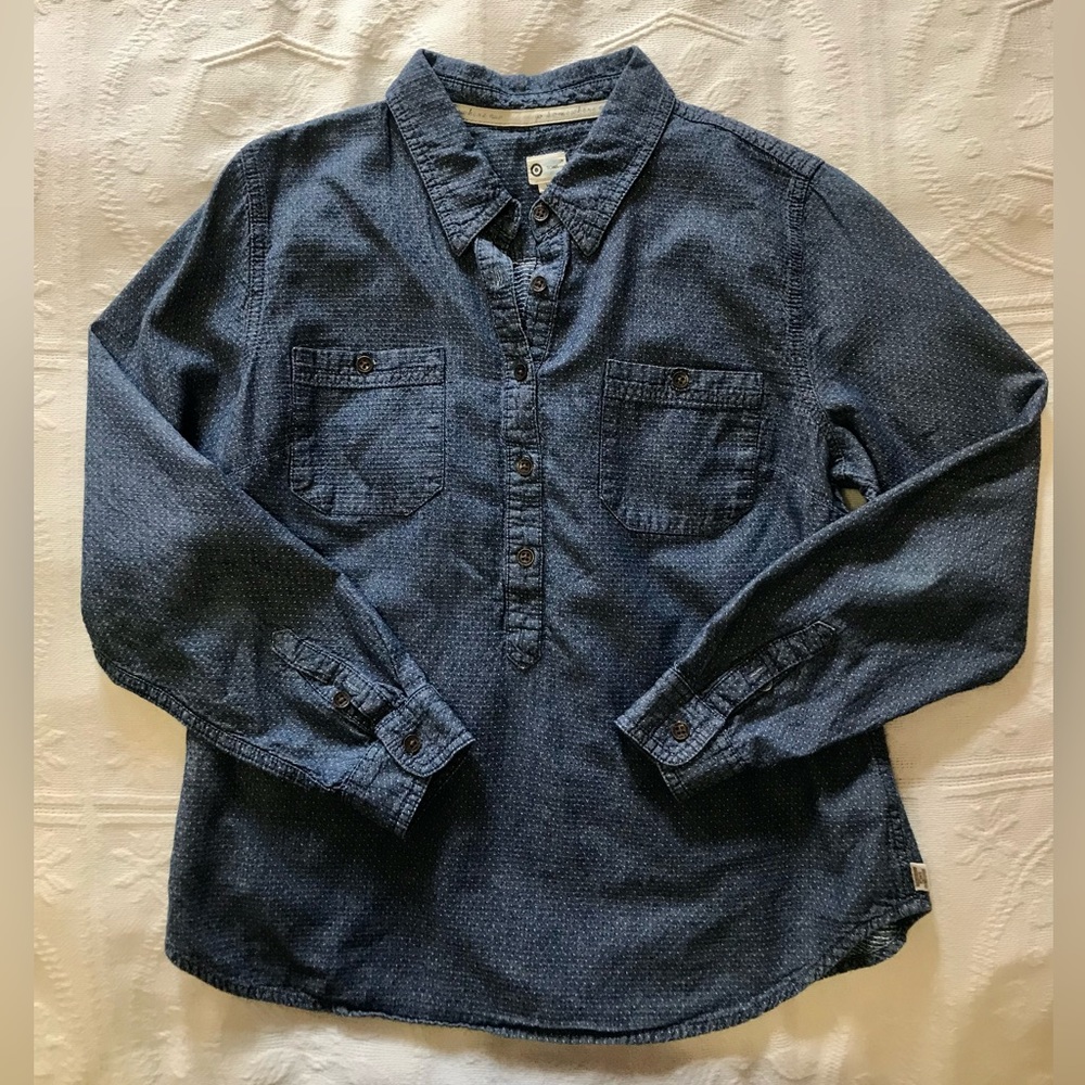 TOMS Chambray Denim Button Top Large